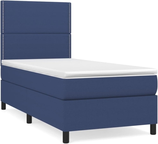 vidaXL Boxspringbett mit Matratze Blau 100x200 cm Stoff 3141679 Bild 3