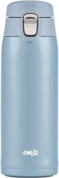 Emsa Thermobecher Travel Mug Light, Edelstahl, Kunststoff, 0,4L, leicht, Edelstahl, Klappverschluss, 100% dicht, 8h heiß/16h kalt