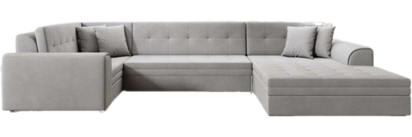 Designer Sofa Velio mit Schlaffunktion Samt Hellgrau Rechts