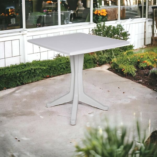 Dmora - Außentisch Trani, festes quadratisches Regal, Mehrzweck-Gartentisch, 100% Made in Italy, 70 x 70 x 72 cm, Weiß