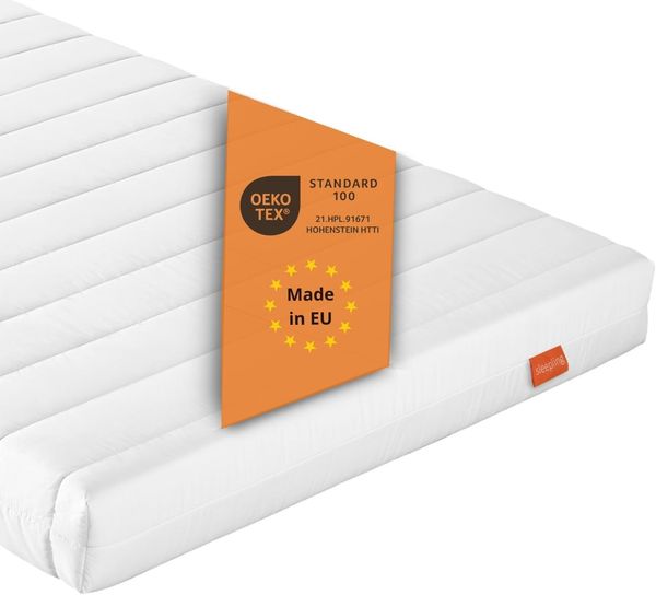 sleepling 196363 Rollmatratze Gästematratze Basic 30 | Komfortschaum Matratze | Made in EU | Bezug waschbar | Ökotex 100 | Härtegrad 2 | 120 x 200 x 13 cm, weiß