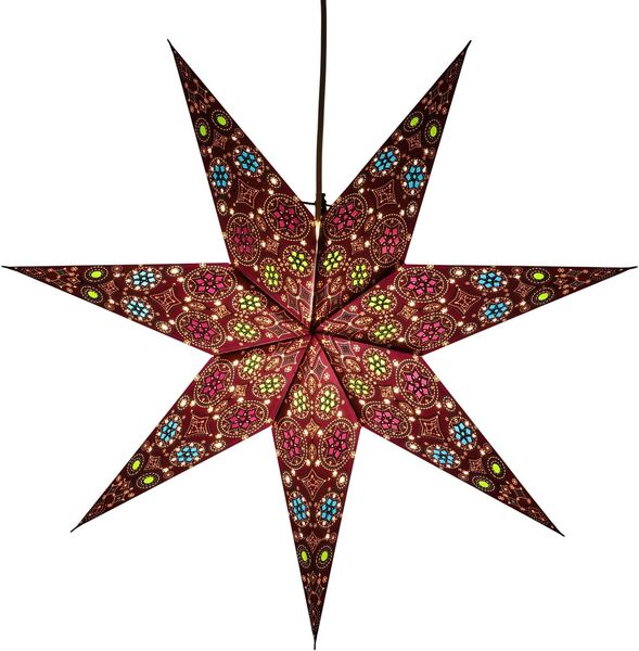 GURU SHOP Faltbarer Advents Leucht Papierstern, Weihnachtsstern 60 cm - Nina Violett