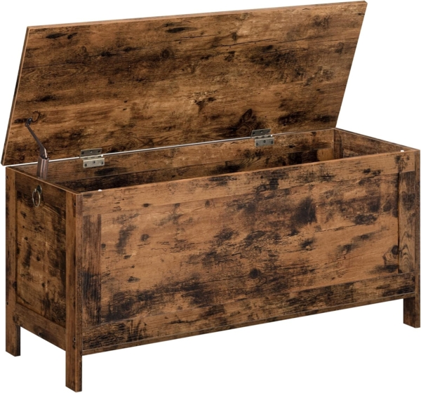 HOOBRO Truhen, Sitzbank mit Stauraum, Spielzeugtruhe mit Deckel, Schuhbank, Sitztruhe, Aufbewahrungstruhe, Robust, Sicherheitsscharniere, Schlafzimmer, Wohnzimmer, 100 cm, Dunkelbraun EBF100CW01
