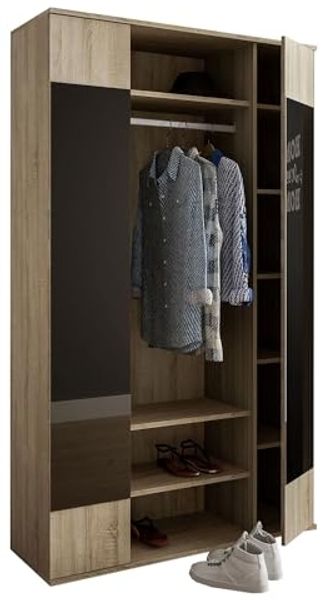 Garderobe Kompaktgarderobe Flurgarderobe 115x40x195cm sonoma eiche Spiegel