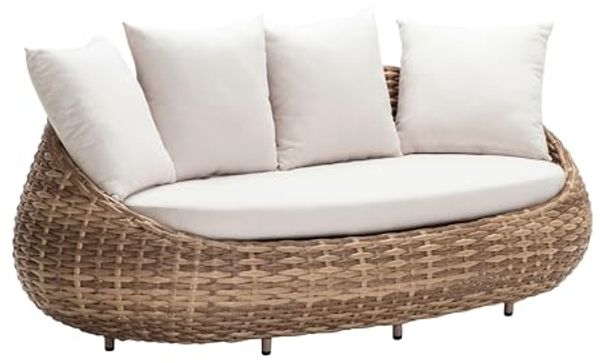 Dehner Gartenlounge-Set Lounge-Sofa Tulum, 3-Sitzer Sofa inkl. Polster, 208 x 97 x 76 cm, modernes, hochwertiges Outdoor-Sofa mit wasserabweisendem Bezug