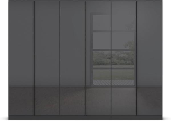 Rauch Möbel Monostar, Drehtürenschrank, Kleiderschrank, Kleiderschränke, Garderobe, 6-türig, 6 Glastüren, inkl. Schubkasteneinsatz und Wäscheeinteilung, Farbe Glas Basalt/Grau metallic, 271 x 210 x 54 cm Bild 4