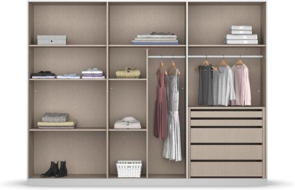 Rauch Möbel Monostar, Drehtürenschrank, Kleiderschrank, Kleiderschränke, Garderobe, 6-türig, 6 Glastüren, inkl. Schubkasteneinsatz und Wäscheeinteilung, Farbe Glas Basalt/Grau metallic, 271 x 210 x 54 cm Bild 5