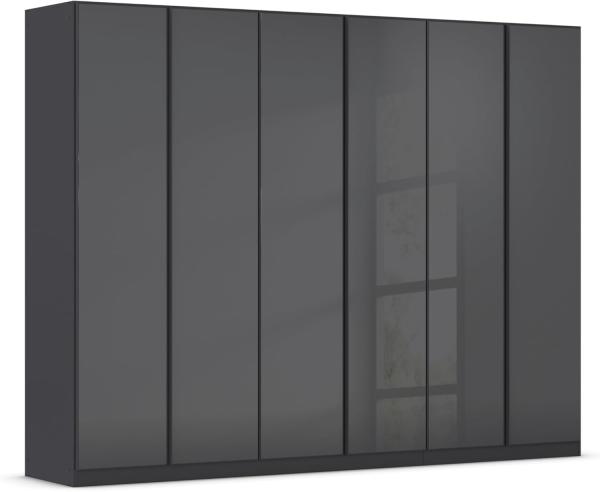 Rauch Möbel Monostar, Drehtürenschrank, Kleiderschrank, Kleiderschränke, Garderobe, 6-türig, 6 Glastüren, inkl. Schubkasteneinsatz und Wäscheeinteilung, Farbe Glas Basalt/Grau metallic, 271 x 210 x 54 cm Bild 1