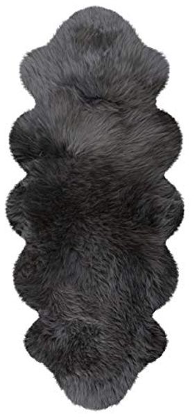 Heitmann Felle Australisches Premium Doppel-Lammfell Anthrazit Größe ca. 175 x 63 cm 182AN