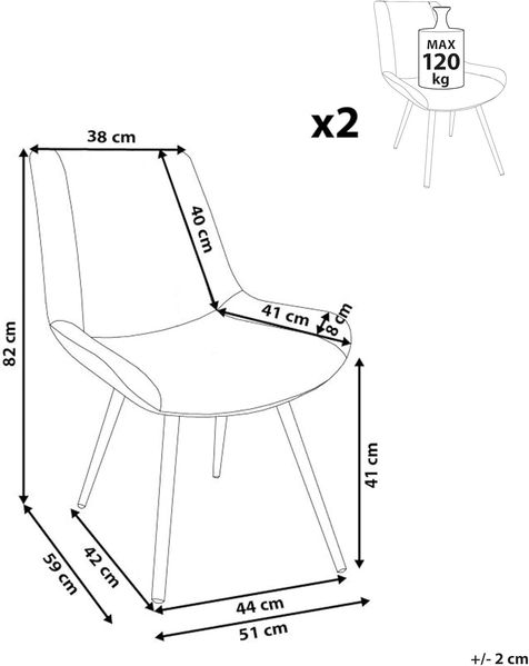 Esszimmerstuhl 2er Set AVILLA Bouclé Beige Bild 3