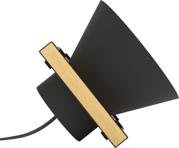 Eglo 43959 Tischleuchte MACCLES Stahl, Holz schwarz, braun E27 1X15W H:15cm Ø18cm mit Kabelschalter