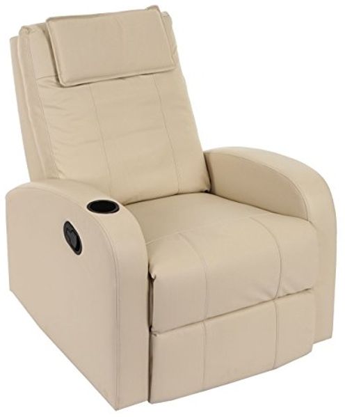 Fernsehsessel Durham, TV Sessel Relaxsessel Liegesessel, Kunstleder ~ creme