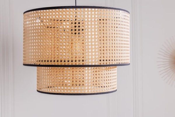 riess-ambiente Hängeleuchte VIENNA 45cm natur / schwarz, ohne Leuchtmittel, Wohnzimmer · mit Lampenschirm · Wiener Geflecht · Retro Bild 4