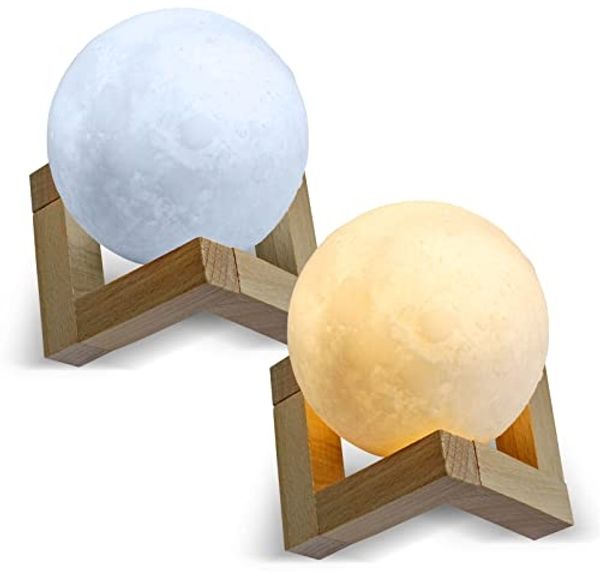 EAXUS Nachtlicht LED Moonlight Nachtlicht mit 3D Mond Printing Beleuchtungsdekoration, LED fest integriert, manuelle Auswahl zwischen warmem Gelb und kaltem Weiß