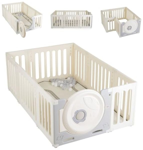 Moni Laufstall Cubby Land Laufgitter Spielmatte 50 Bälle Türe einfache Montage beige