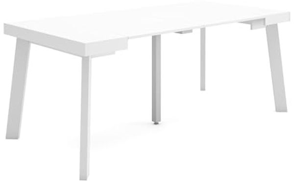 Skraut Home | Ausziehbarertisch | Multifunktionaler ausziehbarer | 180 | Für 8 Gäste | Hölzerne Beine | Moderner Stil | Weiß