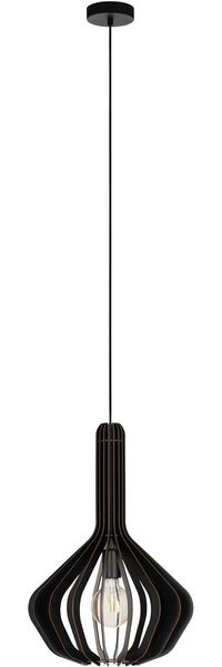 Eglo 900154 Hängeleuchte VELASCO Holz schwarz E27 1X40W H:110cm Ø38cm dimmbar