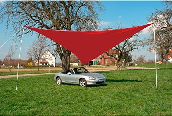 DEMA Sonnensegel Dreieck rot 5 x 5 x 5 m Tragetasche Sonnenschutz Beschattung
