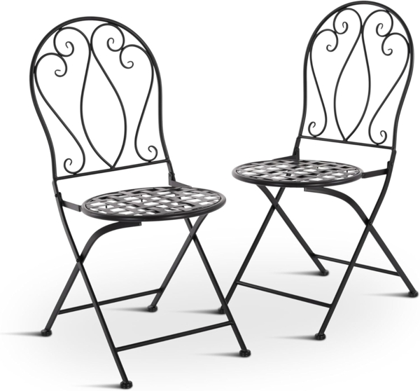 Raburg Gartenstuhl Eisenstuhl 2er-Set im Jugendstil, antike, Gartenstühle, Mayla, 2er-Set, Gartenstuhl antik mit Klappfunktion, Outdoor-Stühle aus Eisen