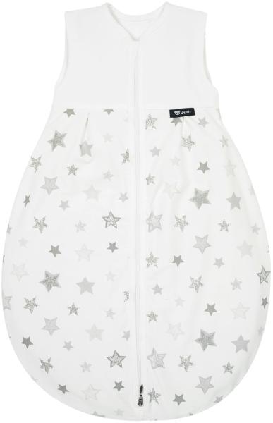 Alvi Schlafsack Baby Mäxchen light I leichter Babyschlafsack ärmellos I Sommerschlafsack Jungen und Mädchen I 100% Baumwolle I ÖKO Tex geprüft, Größe:100, Design:Silver Stars silbergrau 786-9