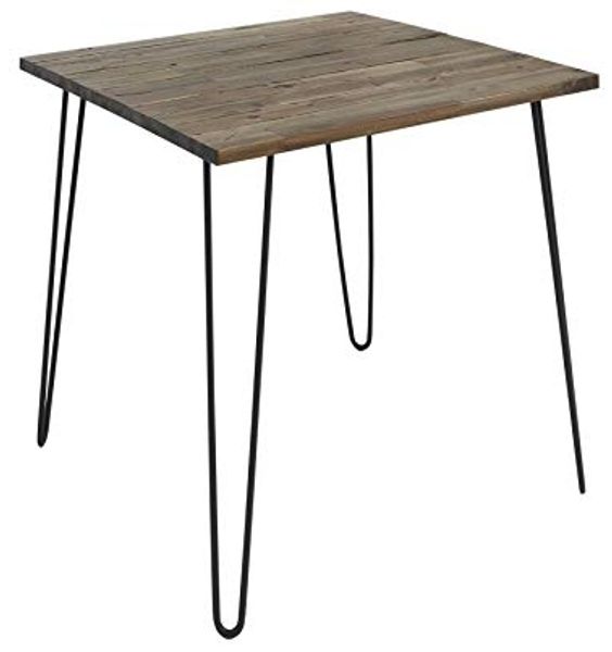 riess-ambiente Esstisch SCORPION 70cm Akazie braun – Metall, Hairpin Legs, Retro, massiv (Einzelartikel, 1-St), Kompakt, quadratisch, Vintage Tisch mit Metallbeinen schwarz