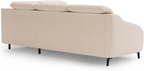 CAVADORE Ecksofa Blue/Eckcouch im modernen Design, inklusiv Kopfteilverstellung, Vorziehsitz motorisch, Klapptisch, USB-Anschluss und mattschwarzen Metallfüßen / 258 x 93 x 249 / Flachgewebe, Beige Bild 7