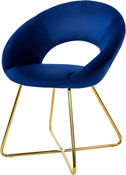 ML-DESIGN Stuhl Samtstuhl Esszimmerstuhl & Wohnzimmerstuhl mit goldenen Metallbeinen (1 St), Design Lounge Polsterstuhl Clubsessel Esstisch Samt Blau