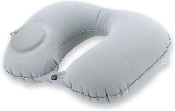 Intirilife Reisekissen, 1-tlg, Aufblasbares Nackenkissen in GRAU - Nackenhörnchen zum Aufblasen