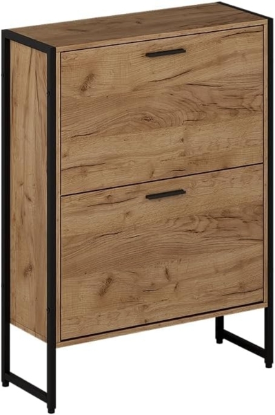 Schuhkipper Folda Goldkraft Eiche/Schwarz 63 x 83 cm mit 2 Kippfächern Vicco