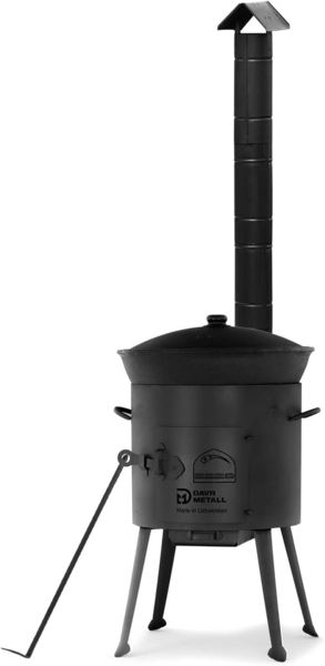 Ø36 Uchag 2mm stahl Utschak mit Schornstein Abzugsrohr Utschag Campingofen 12L Kazan Rund Kasan Feuerstelle Feldküche Außenküche Eintopfofen Gulaschkanone