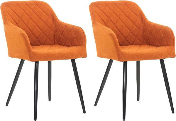 2er Set Esszimmerstuhl Shila Stoff (Farbe: orange)