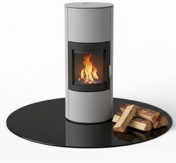 Kaminglas Tischplatte Bodenplatte Rund Funkenschutz ESG Sicherheitsglas Klarglas Schwarz Ofenglas Glasplatte Kaminplatte Glasscheibe Vorleg - Ø 60cm
