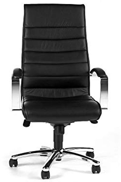 Möbel-Eins TD LUXE 10 Drehstuhl mit Armlehnen, schwarz, Bezug Echtleder/Kunstleder