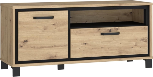 FORTE Trondheim TV-Unterschrank, Holzwerkstoff, Schwarz/Braun, 131,4 x 58,9 x 41,5 cm Bild 4