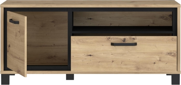 FORTE Trondheim TV-Unterschrank, Holzwerkstoff, Schwarz/Braun, 131,4 x 58,9 x 41,5 cm Bild 5