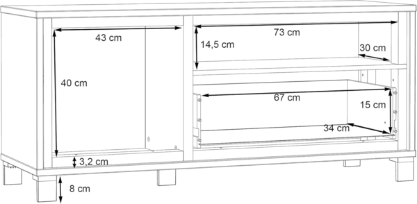 FORTE Trondheim TV-Unterschrank, Holzwerkstoff, Schwarz/Braun, 131,4 x 58,9 x 41,5 cm Bild 7