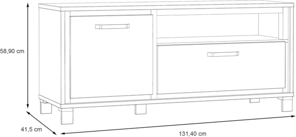 FORTE Trondheim TV-Unterschrank, Holzwerkstoff, Schwarz/Braun, 131,4 x 58,9 x 41,5 cm Bild 2