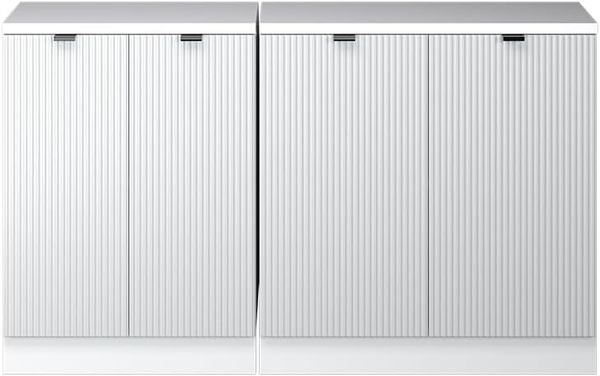 Dachschrägenschrank-Set Rion Weiß Riffel 140 cm 2er Set Schrankkorpuss 60 cm Tiefe Vicco Bild 4