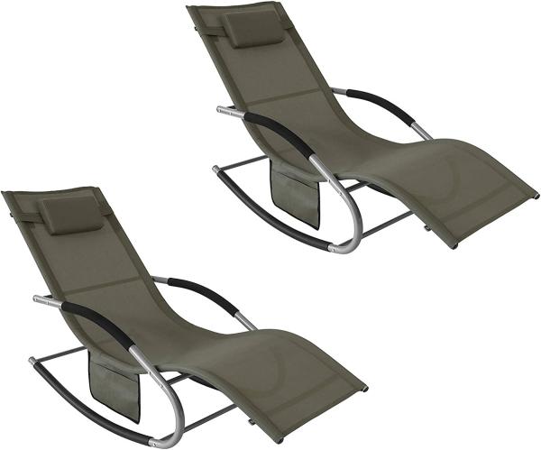 SoBuy Gartenliege OGS28x2, 2 st, Sonnenliege 2 Personen Liegestuhl Gartenliege wetterfest,Outdoor