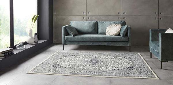 Orientalischer Kurzflor Teppich Skazar Isfahan Creme - 120x170x0,9cm