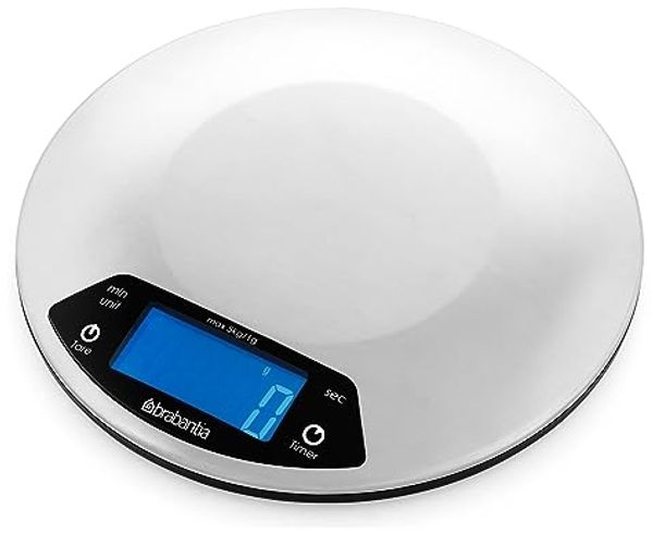 Brabantia 480560 Elektronische Küchenwaage 5 kg 1 g Edelstahl AAA 200 x 200 x 24 mm