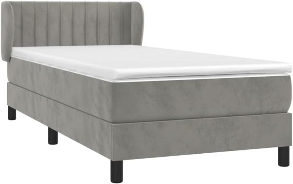 vidaXL Boxspringbett mit Matratze Hellgrau 100x200 cm Samt 3127595