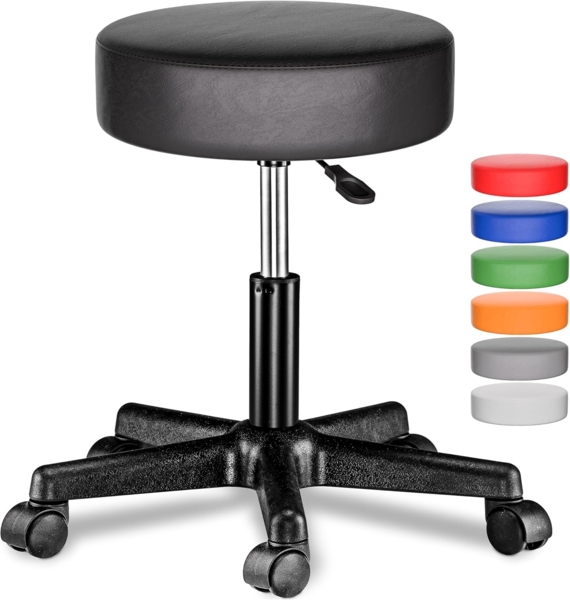 Casaria Drehhocker, Höhenverstellbar 10cm Polsterung 46-60cm Sitzhöhe 360° Drehbar Ø35cm