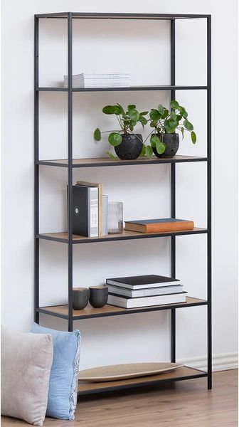 Regal >Carney< in Wildeiche aus Metall - 77x185x35cm (BxHxT)
