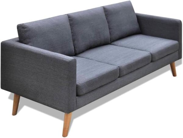 vidaXL Sofa 3-Sitzer Stoff Dunkelgrau 242221