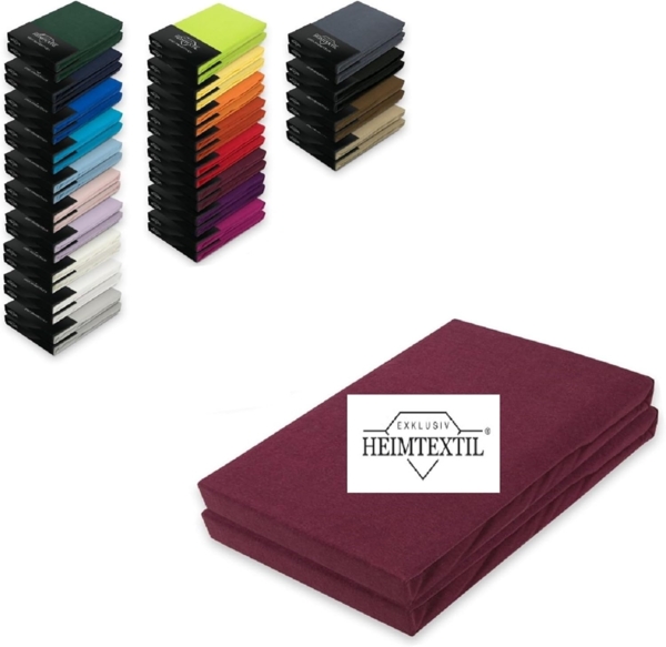 Marke Jersey Spannbettlaken Doppelpack 180 - 200 x 200 cm Bordeaux