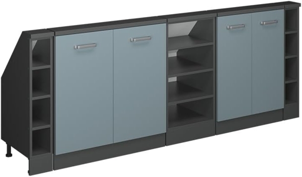 Dachschrägenschrank-Set Rion Blau-Grau/Anthrazit 5er Set Vicco