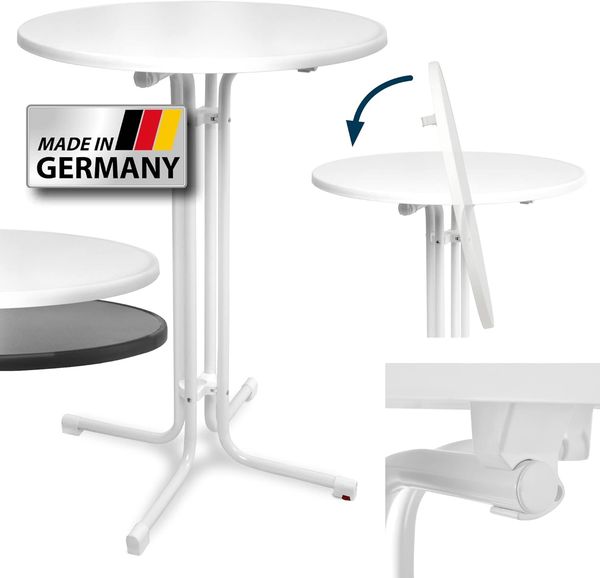 Beautissu Stehtisch Sylt Weiß, 80cm ∅