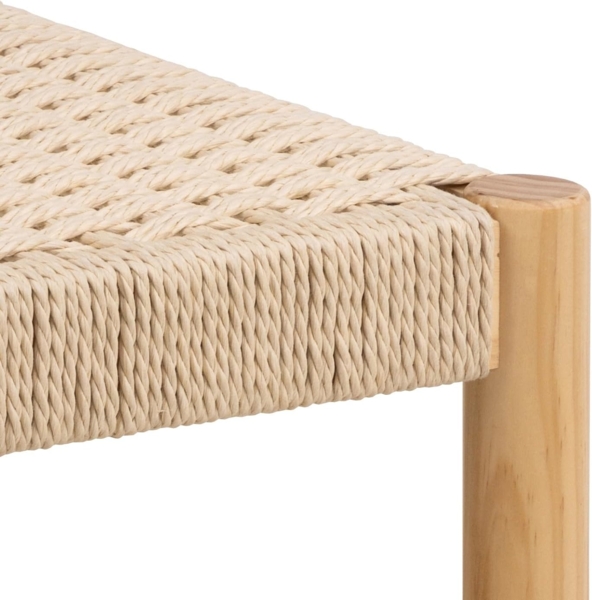 AC Design Furniture Sofie Hocker, Off White Papiergeflecht, Gestell NC lackiert Kiefer mit geflochtenes Muster, 35 x 35 x 45 cm Bild 4