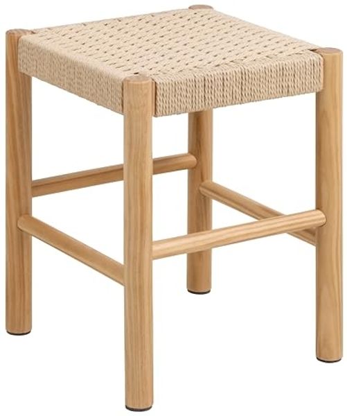 AC Design Furniture Sofie Hocker, Off White Papiergeflecht, Gestell NC lackiert Kiefer mit geflochtenes Muster, 35 x 35 x 45 cm